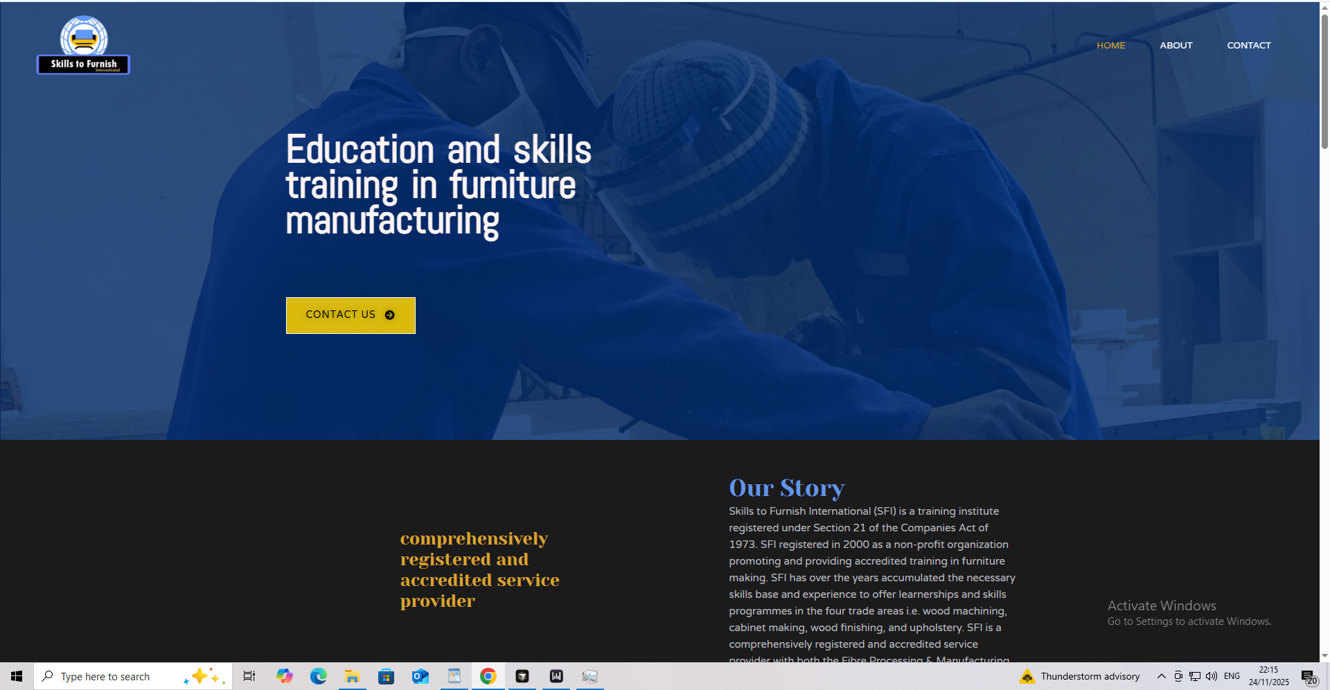 Skills To Furnish International landing page